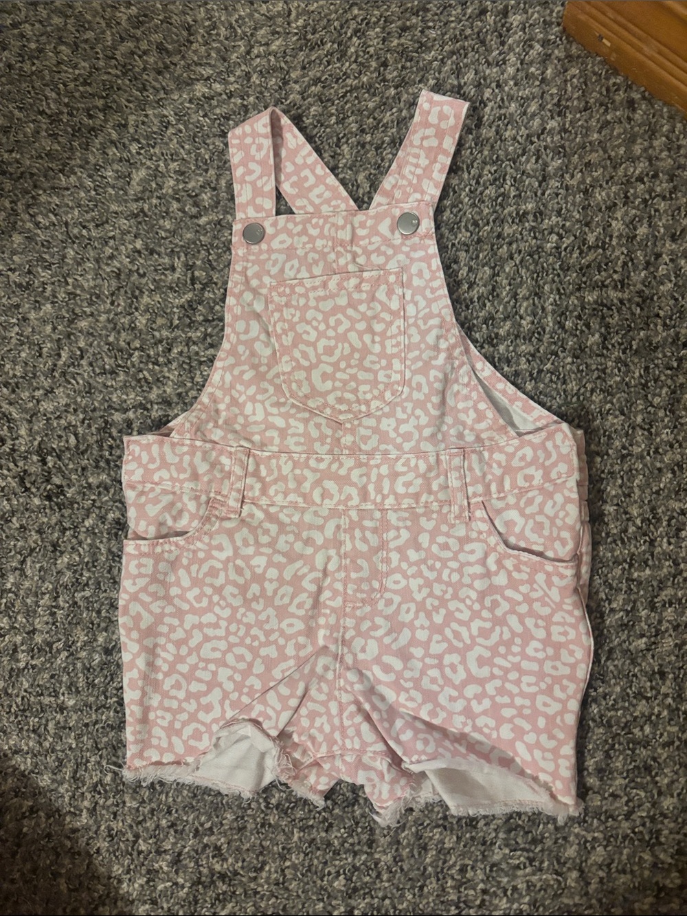 The Children's Place Pink Leopard Print Shortalls Overalls